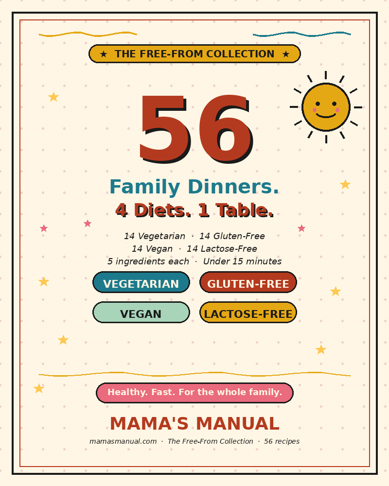 Mama's Manual — The Free-From Collection cover (56 family dinners across 4 dietary tracks)